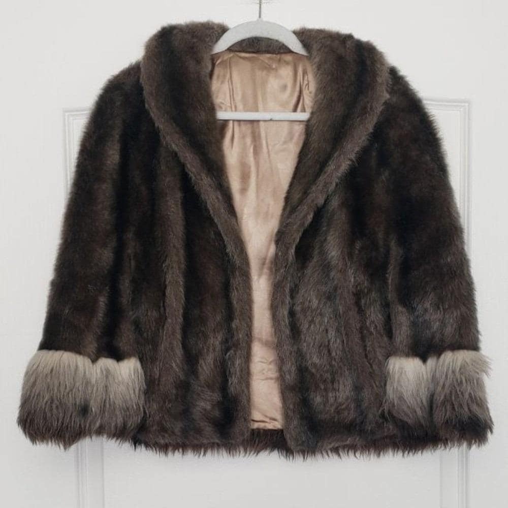 Vintage‎ Regina Glenara Glenoit Regal Faux Fur Mink Cape Shrug Wrap Jacket O/S